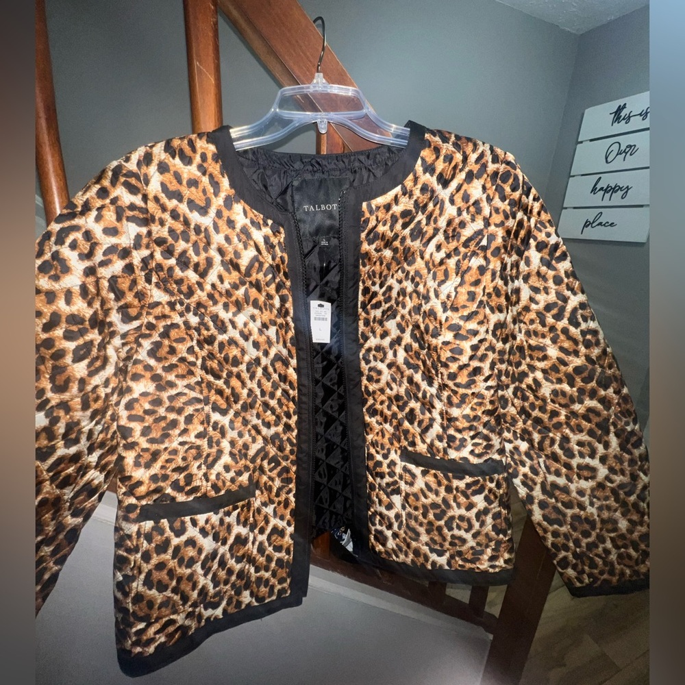 Talbots cheetah/leopard print quilted jacket - Picture 4 of 4